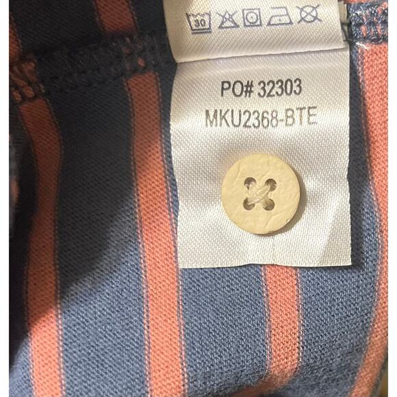 Faherty Retreat Polo Shirt Mens XXL Short Sleeve Navy Rose Stripe Golf Preppy - Picture 7 of 9